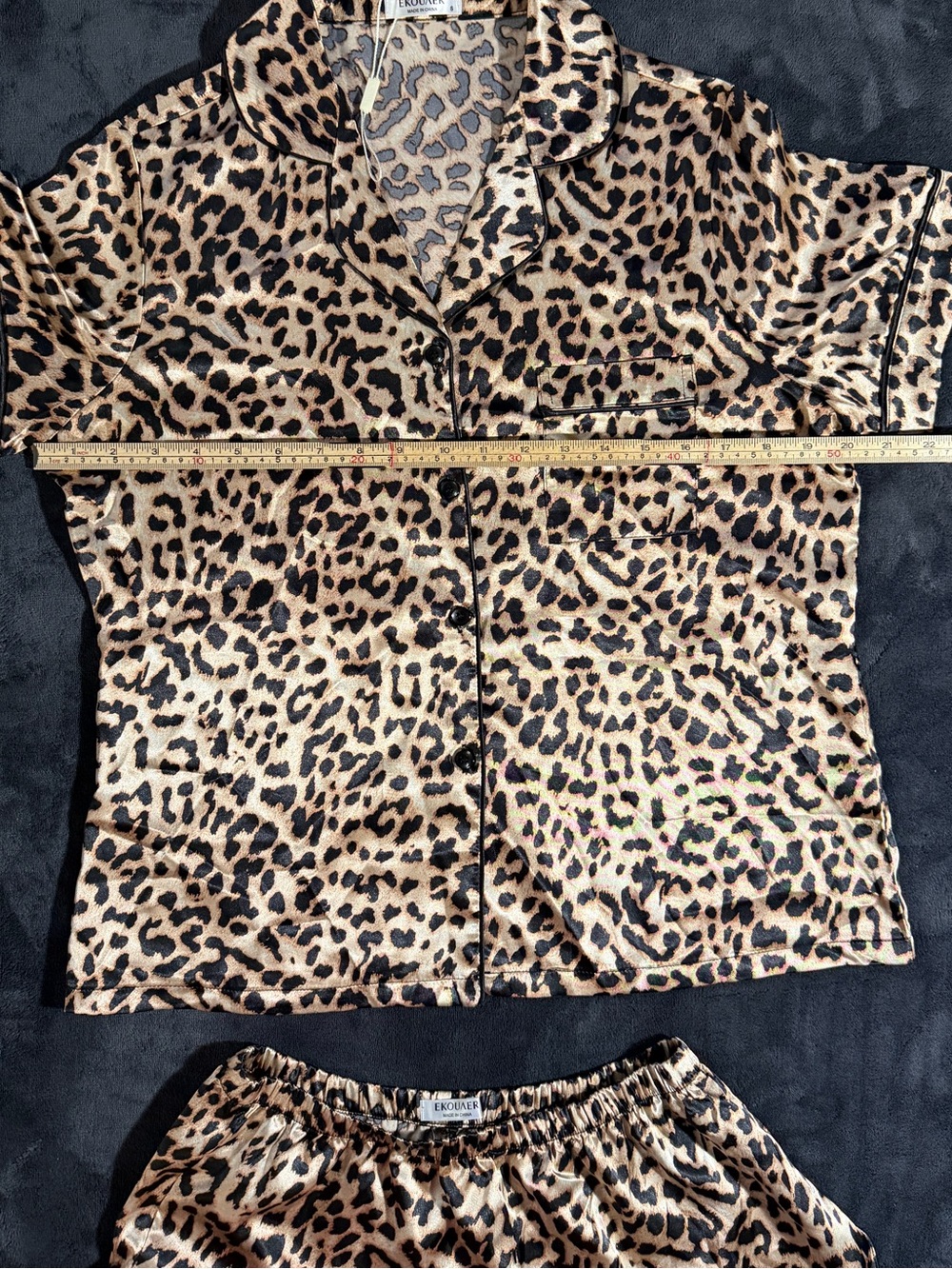 🐆EKOUAER Leopard Print Women Pajama Set - Tan & Black - Picture 9 of 11